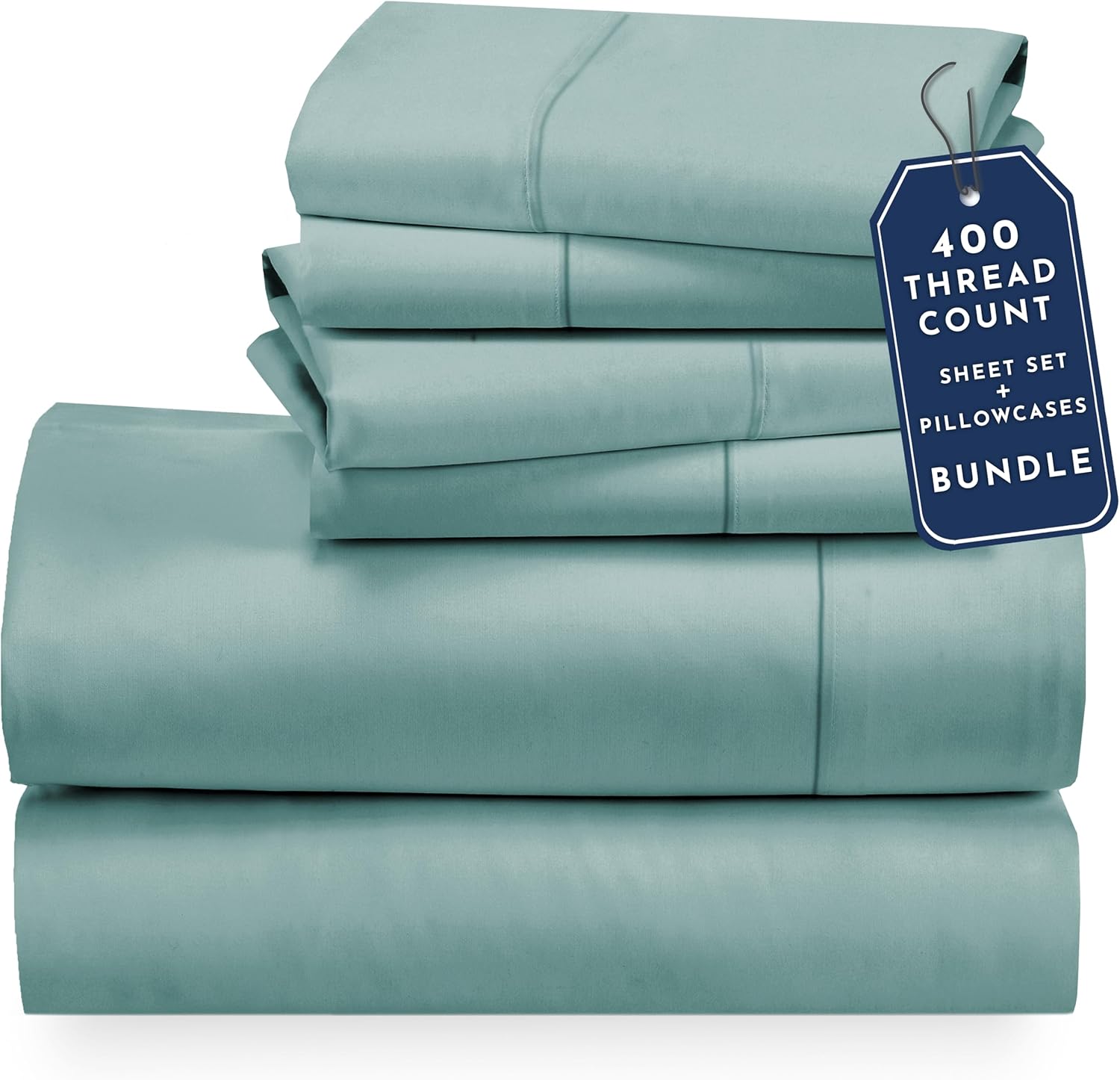 California Design Den 6 Piece King Size Sheet Set with 4 Pillowcases, 400 Thread Count 100% Cotton Sateen (Teal)