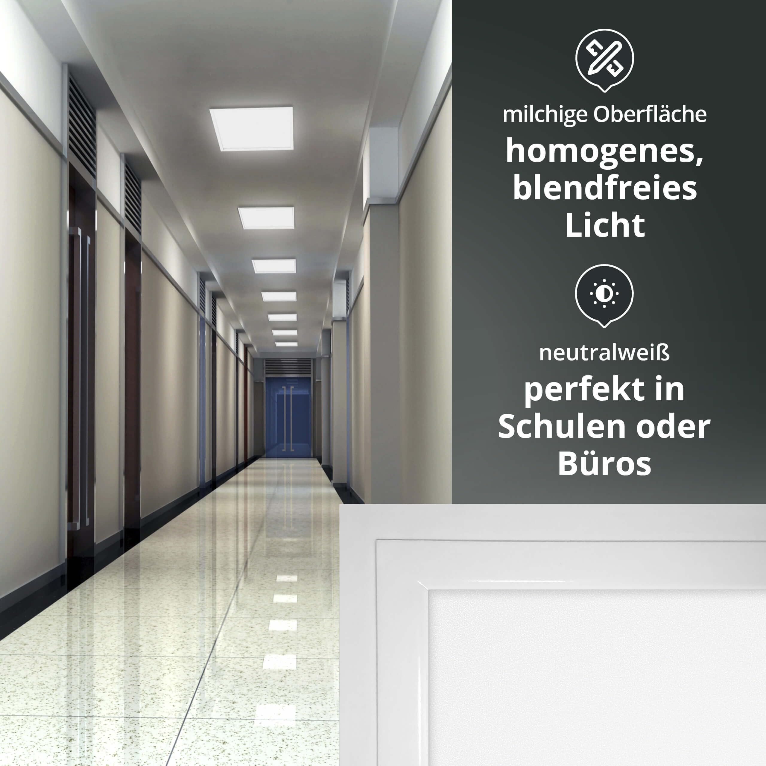 6x LED Panel 62x62cm 40W 4000K neutralweiß 4800lm 120 Lumen/Watt flimmerfrei blendfrei UGR<19 Einbau Rasterleuchte Einlegeleuchte Deckenleuchte Odenwalddecke OWA 620x620x12mm