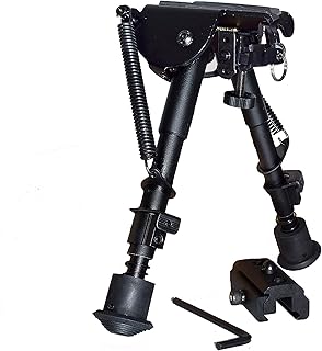 Rifle Bipod CNC QD 6.5-9 inch Adjustable Spring Return Bipod with Quick Release Adapter, Rubber Feet, Black - TWOD