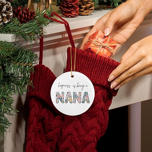 Miniatura 5 de Nana - Adornos de Navidad de cerámica, regalos para la abuela para el día de la madre, cumpleaños, la felicidad es ser una nana, adornos florales