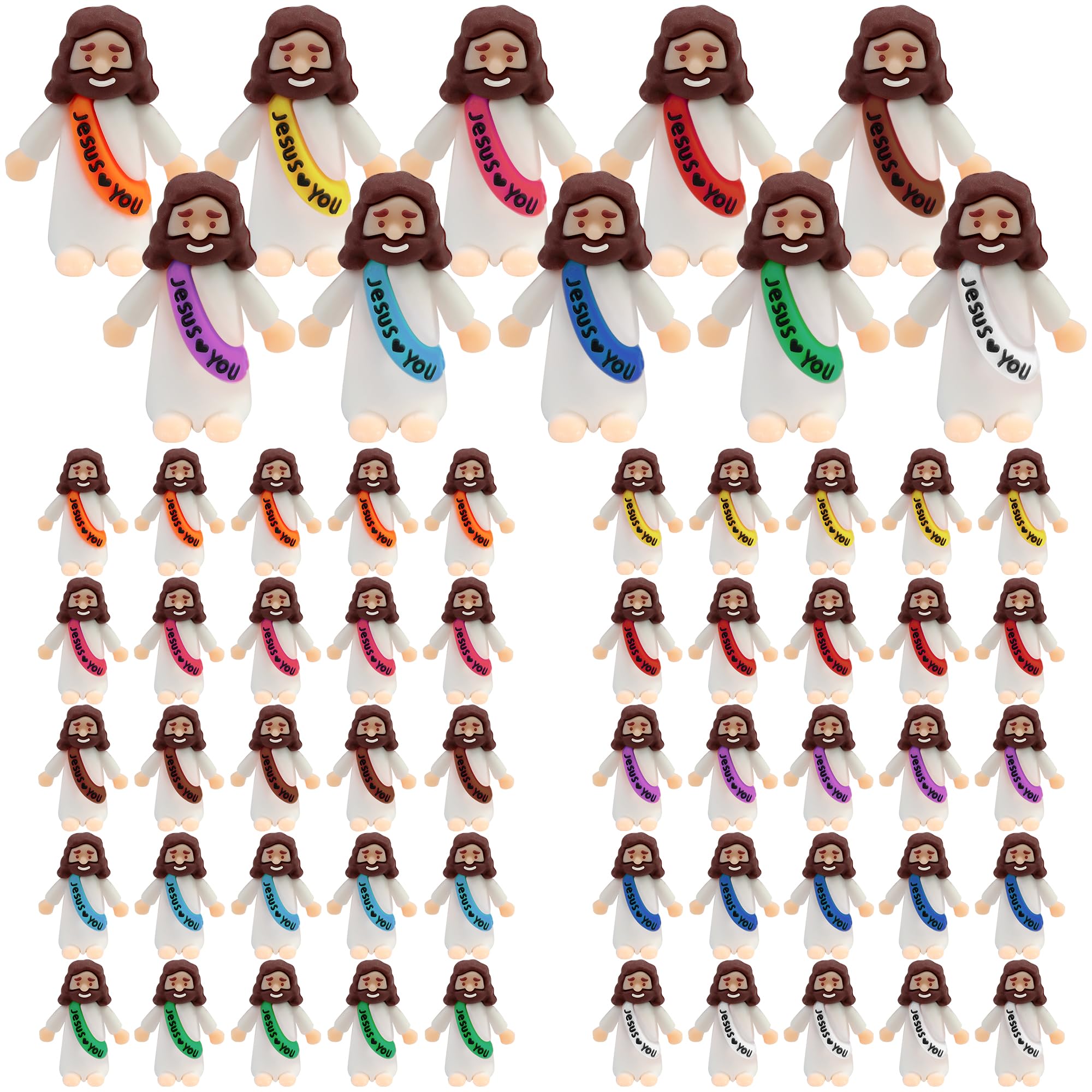 50pcs Mini Jesus Figures Set, Baby Jesus Figurines Mini Figures for Party Favors, Classroom Activities, Decorative Displays, Creative Doll Collectibles, Great for Events Unique Decor (Holding Hands)