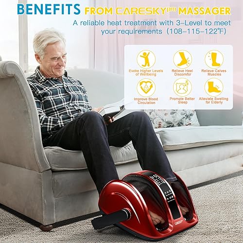 Miniatura 9 de CARESKYpro Shiatsu - Máquina masajeadora de pies con calor y control remoto, 3 calentamientos mejorados para circulación y alivio del dolor,