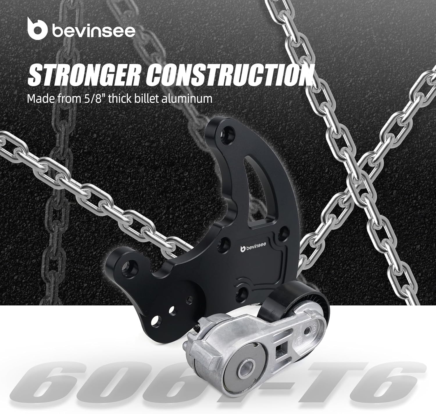 Bevinsee LS Swap R4 AC Compressor High Mount Bracket with Belt Tensioner Kit Compatible with Chevy GMC SUV Truck Vortec Engines LS1 LS2 LS3 LS6 1999-2013