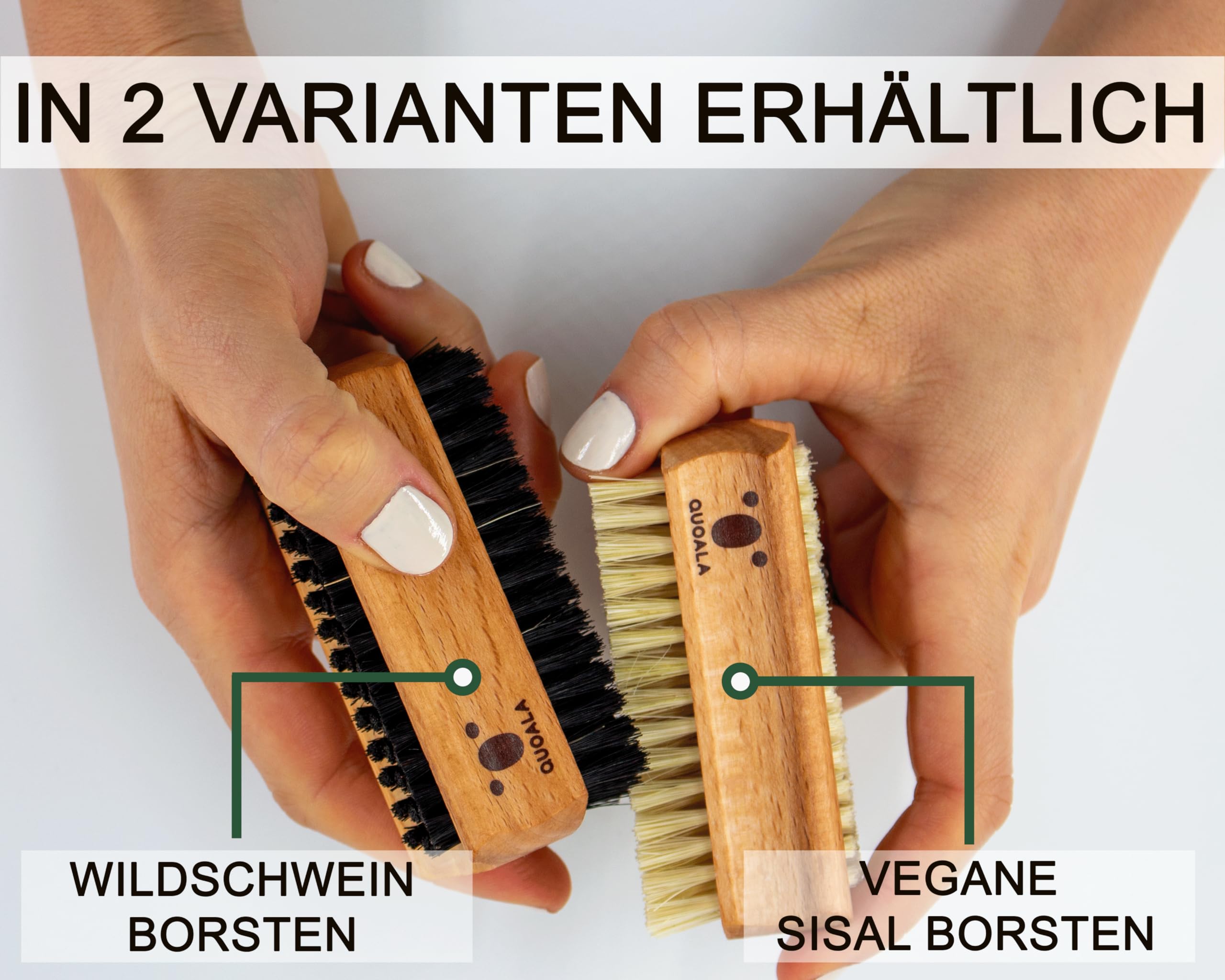 QUOALA® Hand- & Nagelbürste – in Deutschland hergestellt | FSC-zertifiziertes Buchenholz | SISAL | VEGAN | Für Tiefenreinigung, Maniküre, Pediküre | Ergonomisch & Umweltfreundlich