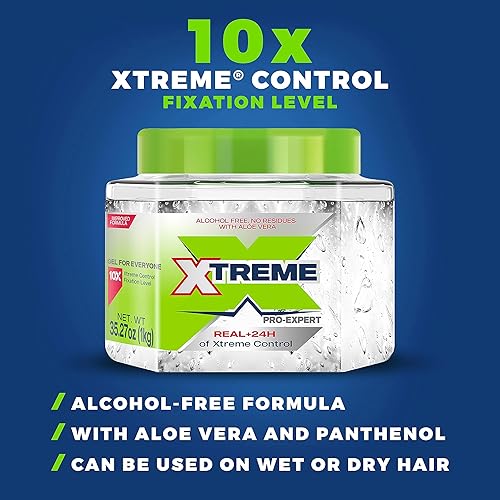 Miniatura 4 de Xtreme Pro-Expert - Gel de peinado, transparente, sin alcohol con aloe vera, tarro jumbo de 35.27 onzas, control 24 horas, paquete de 2