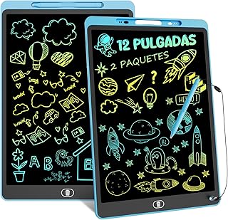 12 Pulgadas 2 Packs Tableta Escritura LCD Color, Electight Tablet Escritura Pantalla Colorido Infantil, Juguetes Educativo Niños con Borrable y Bloqueo Función, Hogar, Escuela, Azul