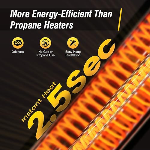 Miniatura 2 de PowerScale Calentadores eléctricos para exteriores para patio, calentador infrarrojo de 1500 W con control remoto, calentador eléctrico impermeable