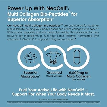 NeoCell Multi Collagen Peptides Pills | 360 Caplets | 6,000mg of Collagen Per Serving | With Vitamin C | Superior Absorption