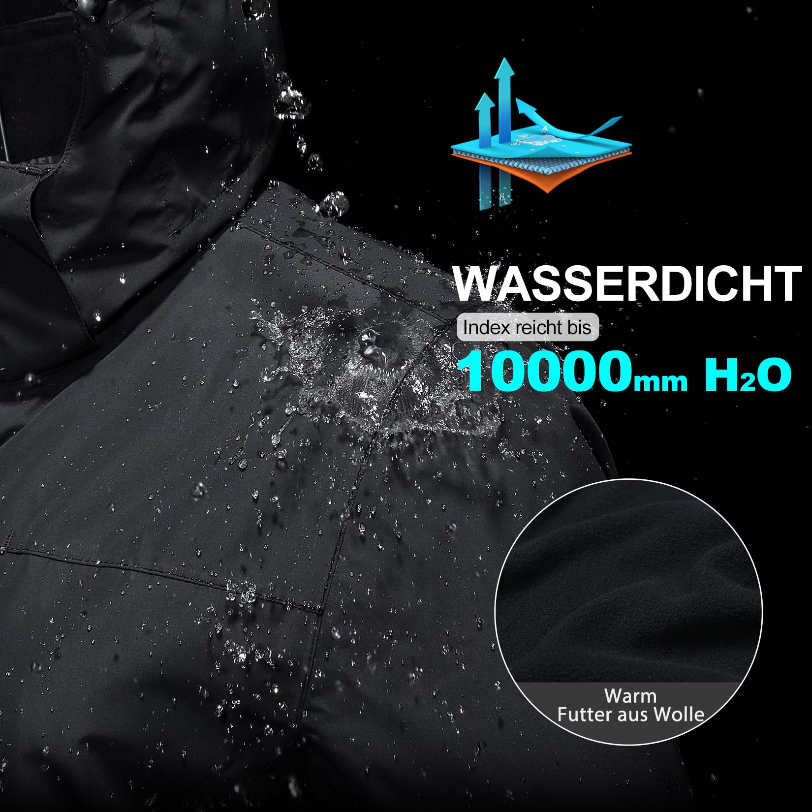 OutPro Damen 3-in-1-Skijacke wasserdicht winddicht Winterjacke Outdoor Wandern mit Fleece gefüttert doppellagige abnehmbare Kapuzen-Funktionsjacke