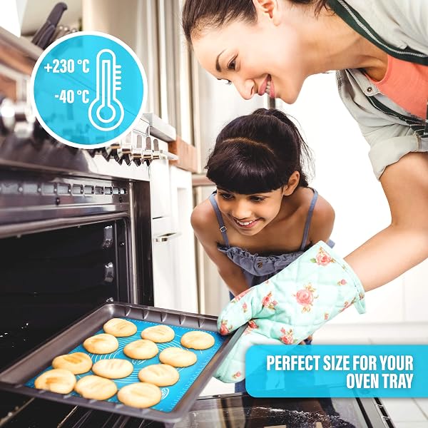 Large Heat Resistant Rolleau Baking Mat Silicone for Pizza, Pastry, Fondant, Kitchen 50 x 40 cm Blue - 4