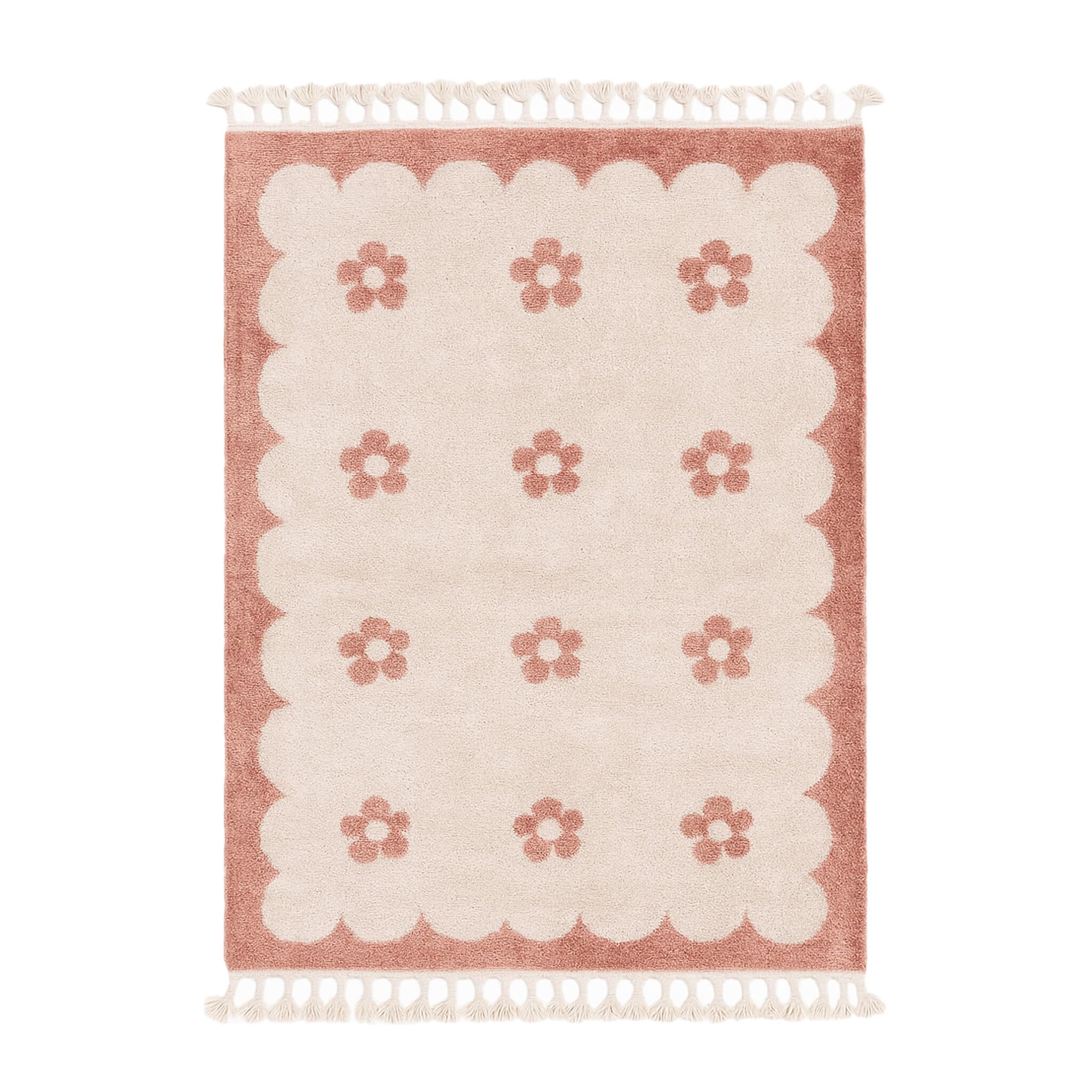 Tapis Lavable pour Enfant - Moos Flower Rose - 120x170 cm - Garçon et Fille - Lavable en Machine - Chambre Bebe - Rectangulaire