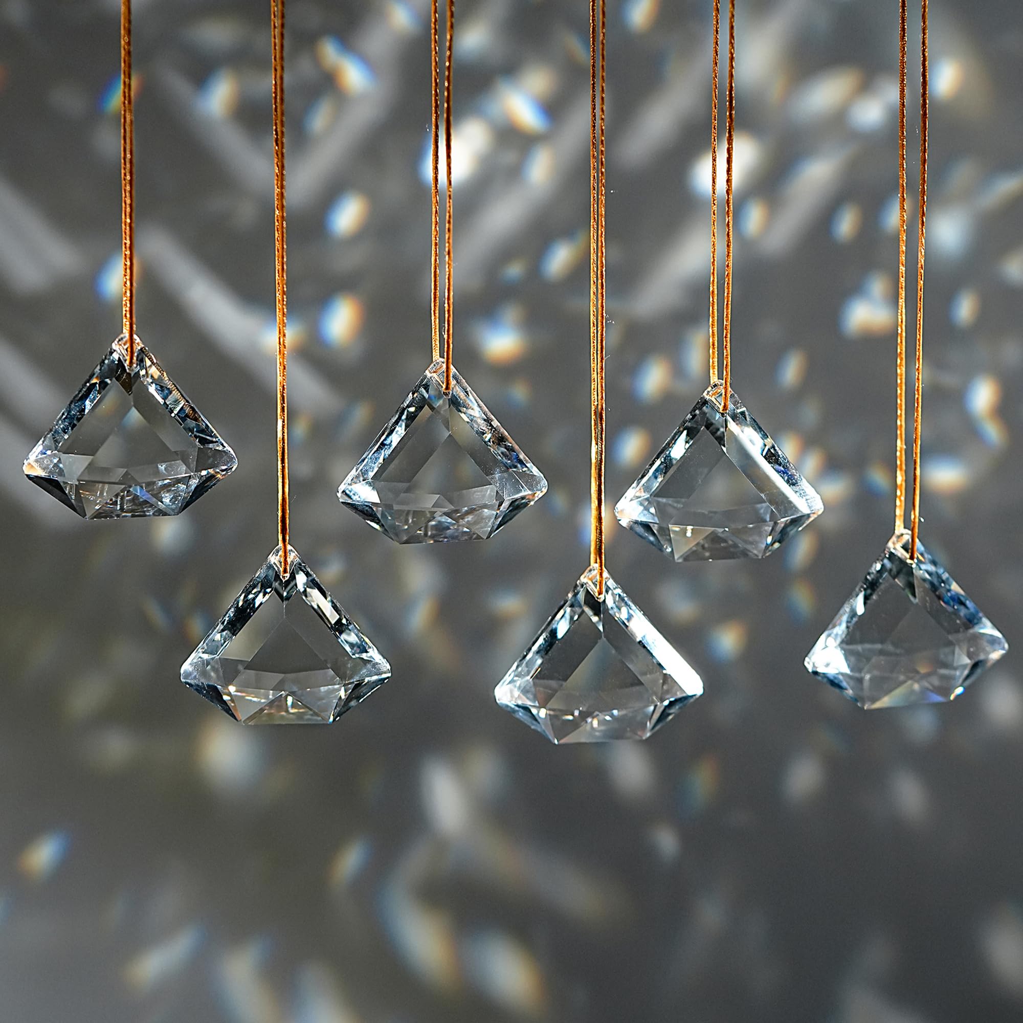 Set of 6 Crystal Glass Diamond Haingings Ornament Glass Prisms Ornament Decor for Party, Wedding,Christmas
