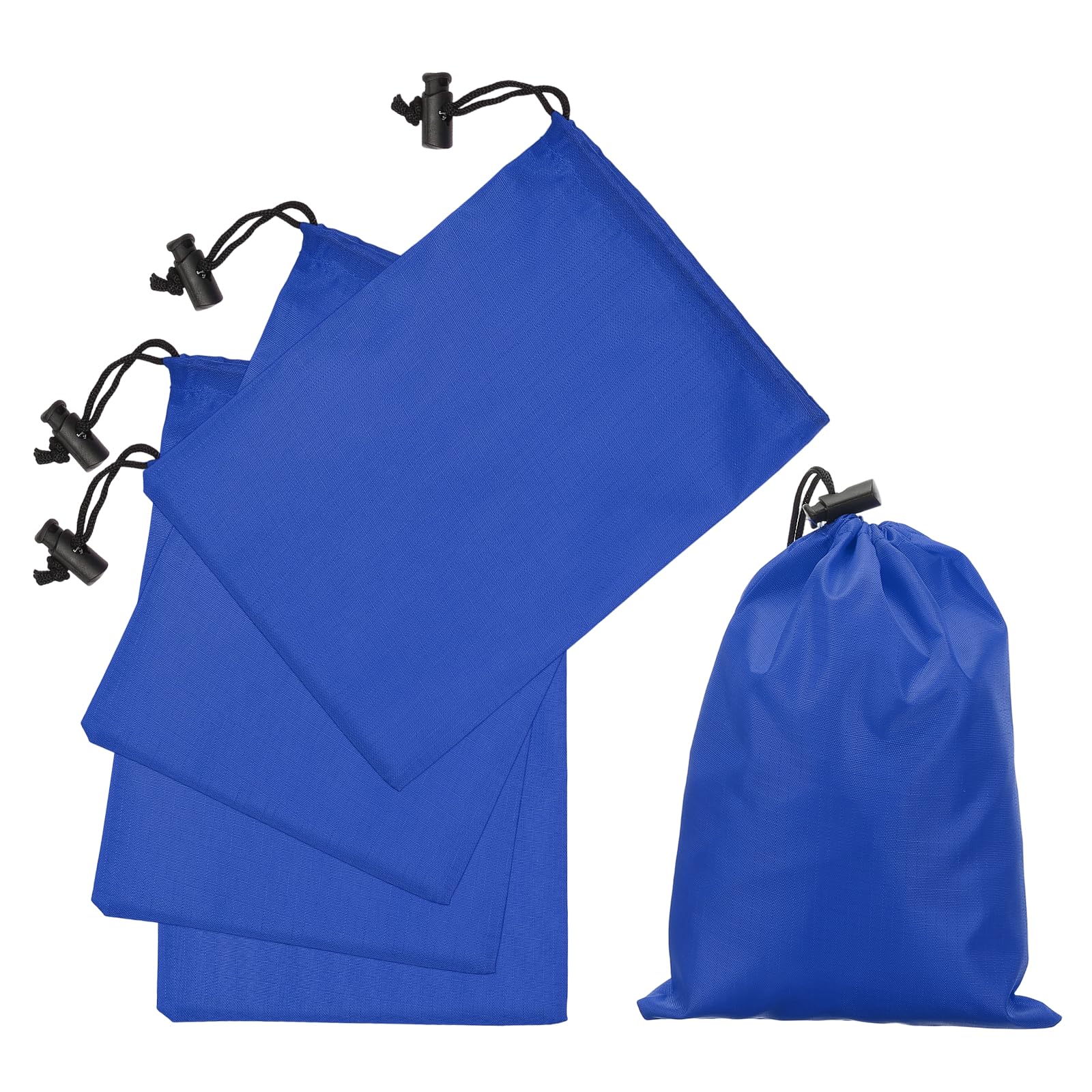 sourcing map 5Pcs 210D Polyester Drawstring Bag with Toggle, 6 x 8 Inch Waterproof Travel Storage Bag Foldable Stuff Sack Cinch Sack for Gym Travel Clothes Organizer, Dark Blue