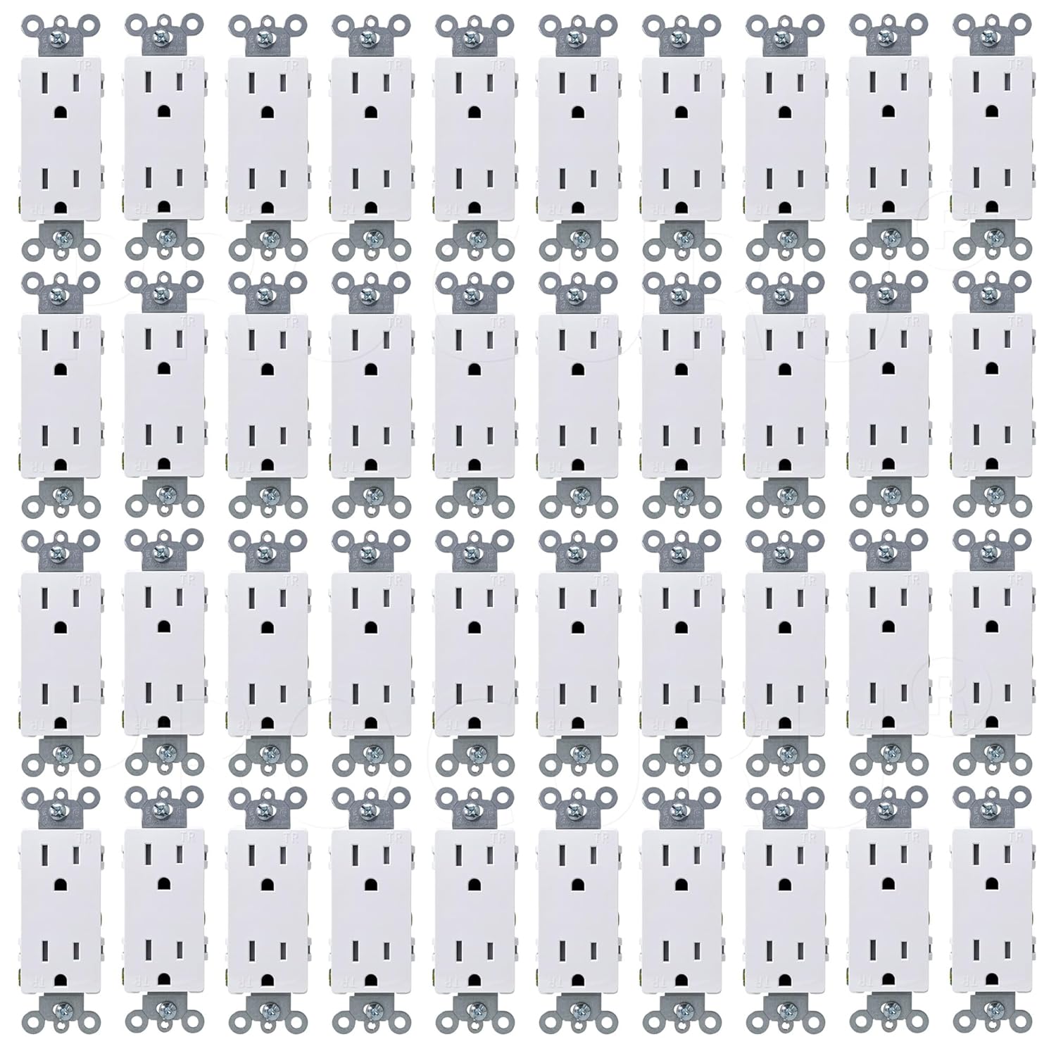 [40-Pack] PROCURU 15 Amp Decorator Wall Outlet Receptacle, Tamper Resistant, Includes Wall Plate Covers, 125V, White, UL Certified