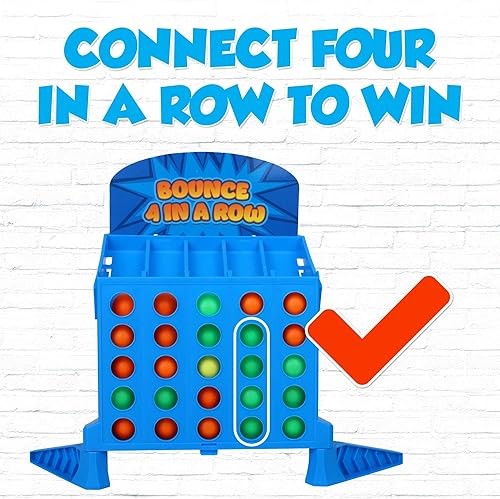 Miniatura 4 de Point Games Bounce 4 in a Row - Estuche de almacenamiento apto para viajes, juegos de mesa clásicos con giro, juego clásico de alineación de 4,