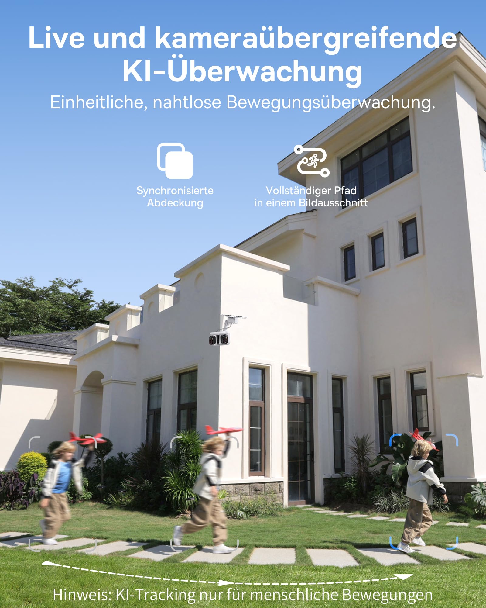 Baseus Security X1 Pro Dual 3K Überwachungskamera Aussen - KI Tracking Kamera, KI-Erkennung, Nachtsicht, Auto Solar-Nachführung Kamera Akku WLAN mit Zeitgesteuerte Autopatrouille, Bis zu 512 GB