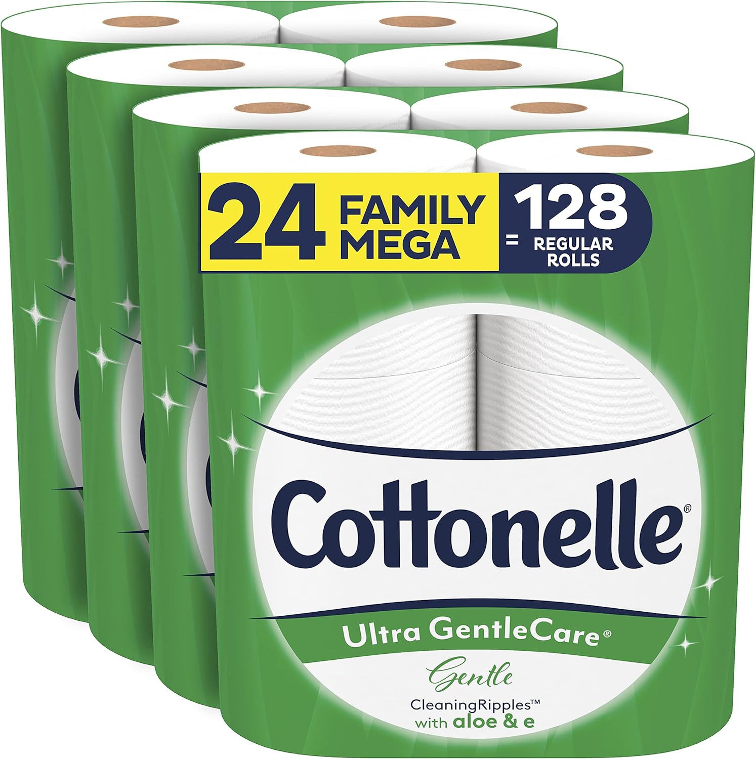 Cottonelle Ultra GentleCare Gentle Toilet Paper with Aloe & Vitamin E, 24 Family Mega Rolls, Gentle Bath Tissue (24 Family Mega Rolls = 128 Regular Rolls) : Everything Else