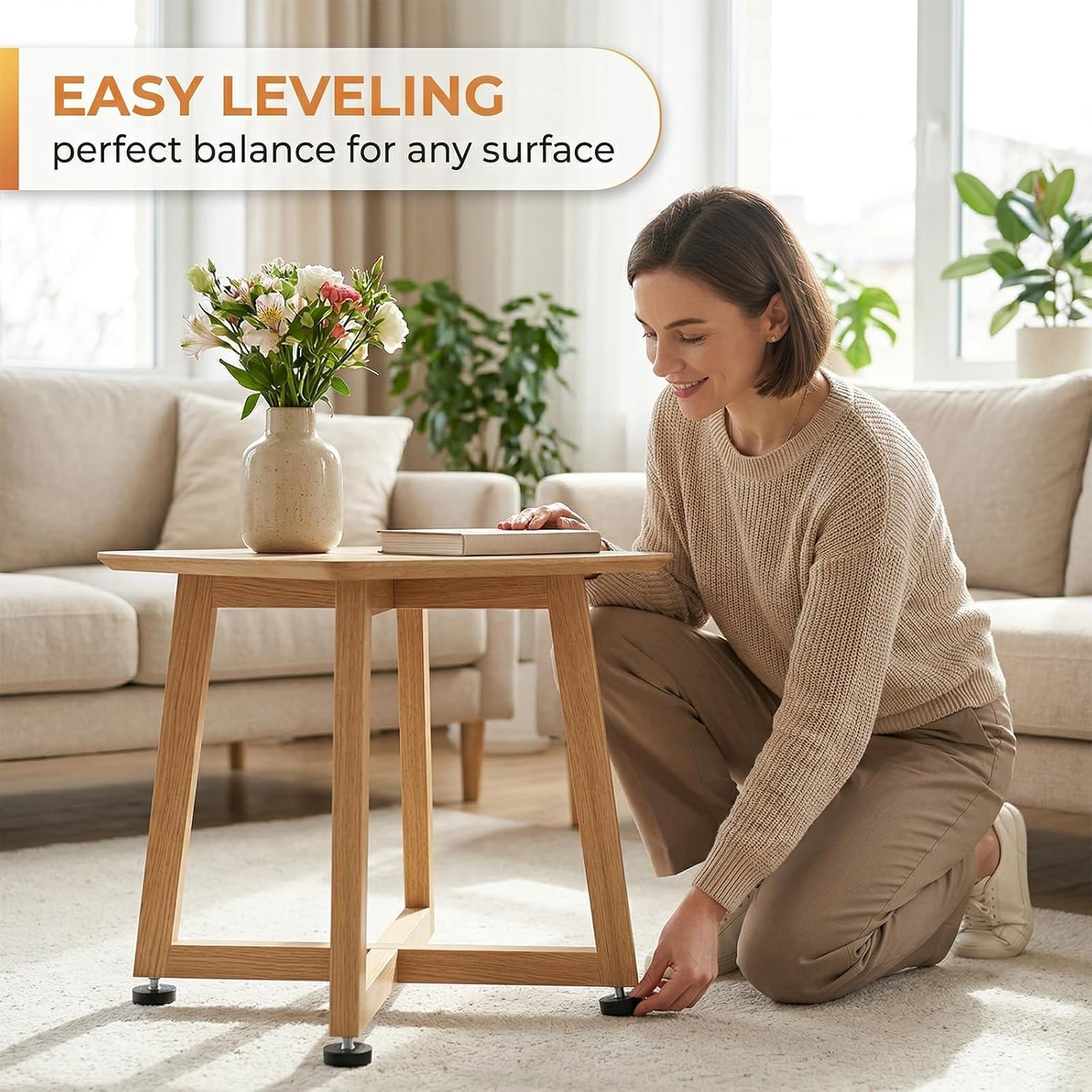 Pack of 20 Chair Felt Pads M8 Ø20 mm, Felt Pads for Chairs with Nails, Rubber Pads for Round Chairs, Non-Slip Chair Feet, Table Nails for Wooden Furniture Table Legs