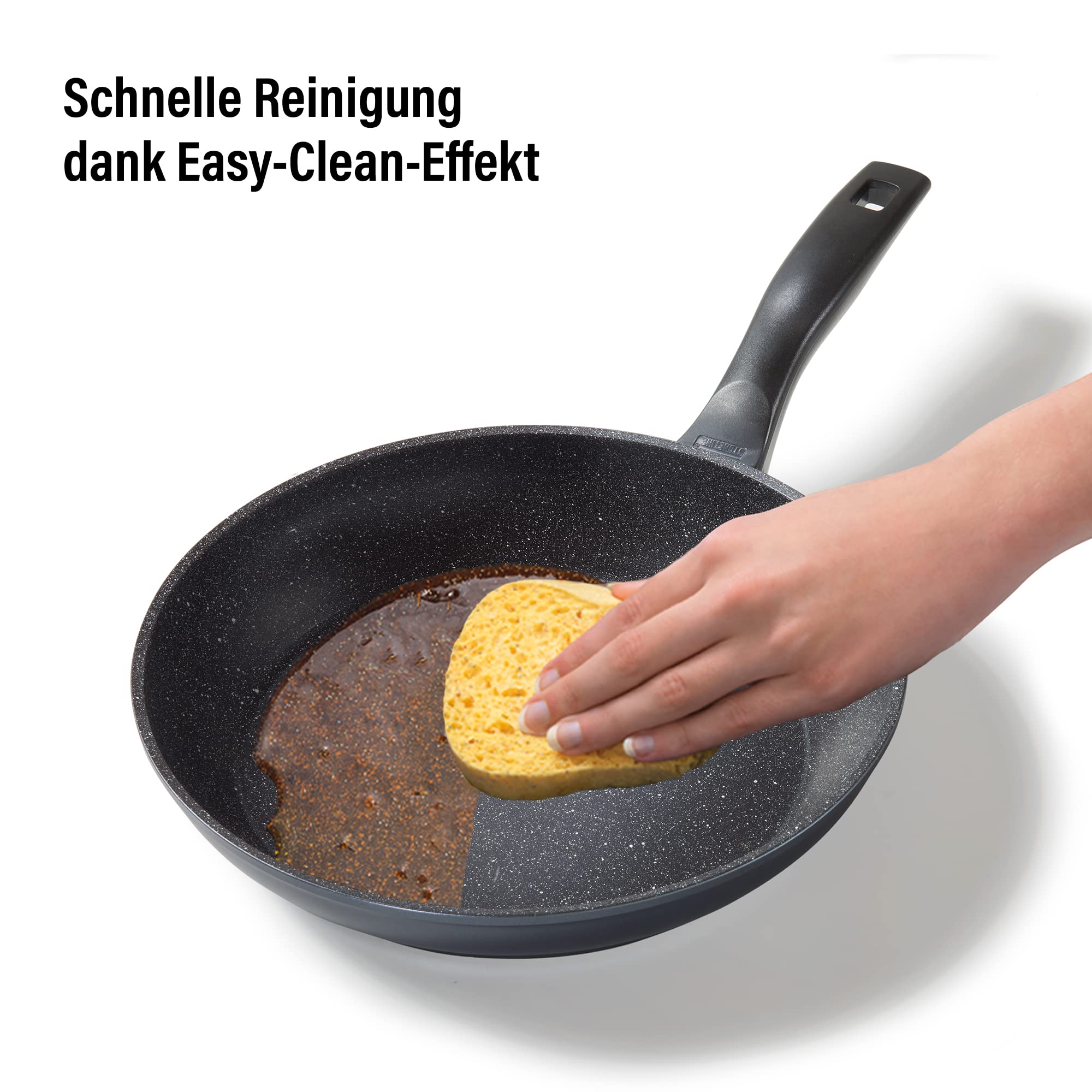 STONELINE Made in Germany Bratpfanne 28 cm, antihaft beschichtete Pfanne mit echten Steinpartikeln, alle Herdarten inkl. Induktion, Fett oder Öl freies Braten