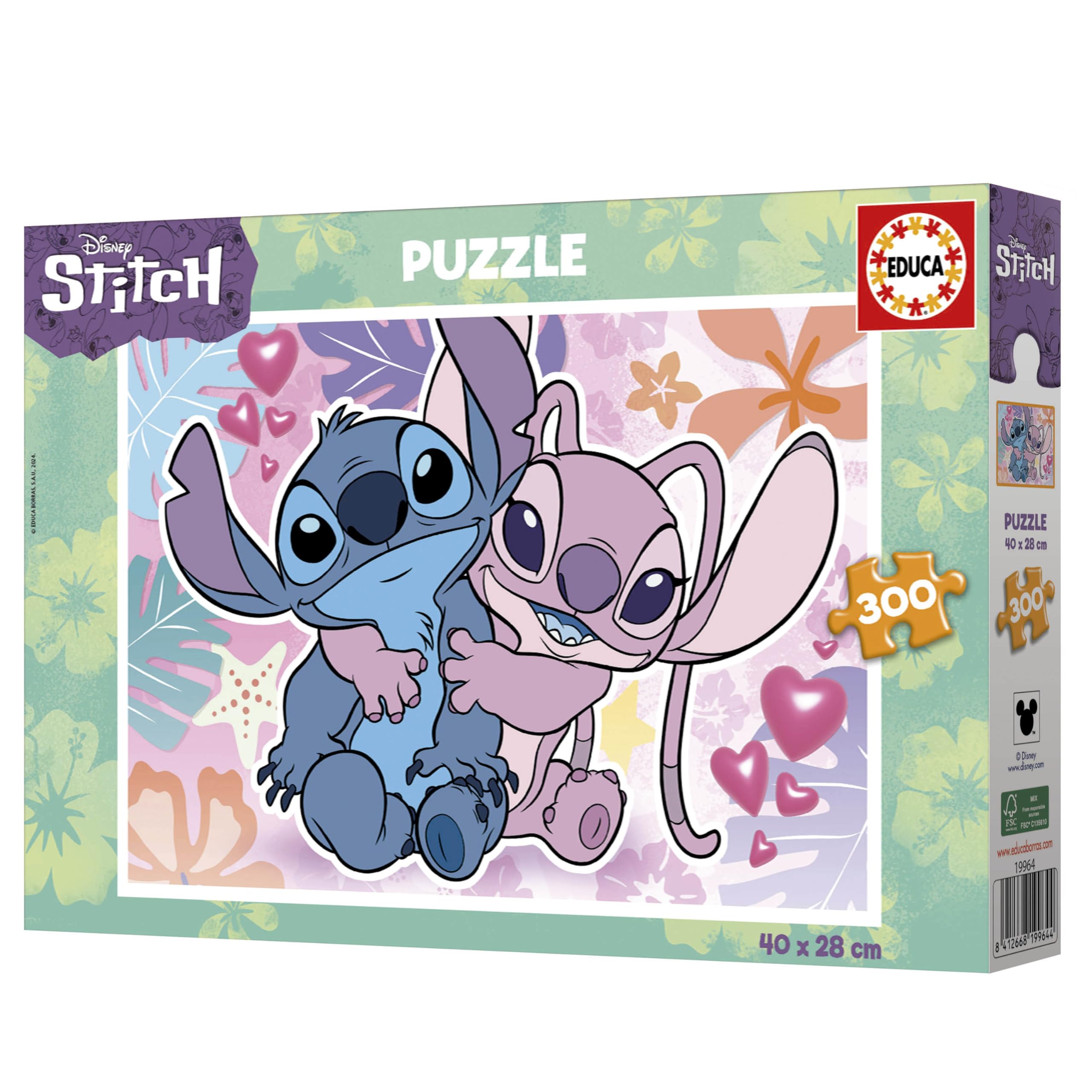 Educa - Puzzle per bambini con 300 pezzi | Stitch Disney. Misura: 40 x 28 cm. Raccomandato 8 anni (19964)