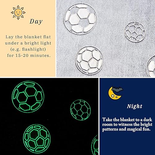 Miniatura 3 de Wajade Regalos de fútbol juguetes para niños y niñas, manta de fútbol que brilla en la oscuridad, decoración de cumpleaños y Navidad para niños de