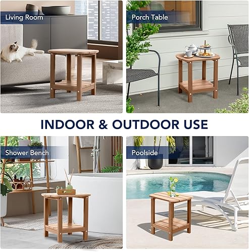 Miniatura 8 de nalone Adirondack - Mesa auxiliar para exteriores de 16.5 pulgadas, mesa auxiliar de plástico HDPE doble Adirondack mesa auxiliar pequeña para patio