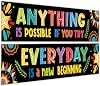 Whaline 2 Pack Motivational Classroom Banner 13 x 61 In Inspirational Positive Banner Growth Mindset Poster Back to School Photo Booth Backdrop for Preschool Elementary Classroom Wall Decoration