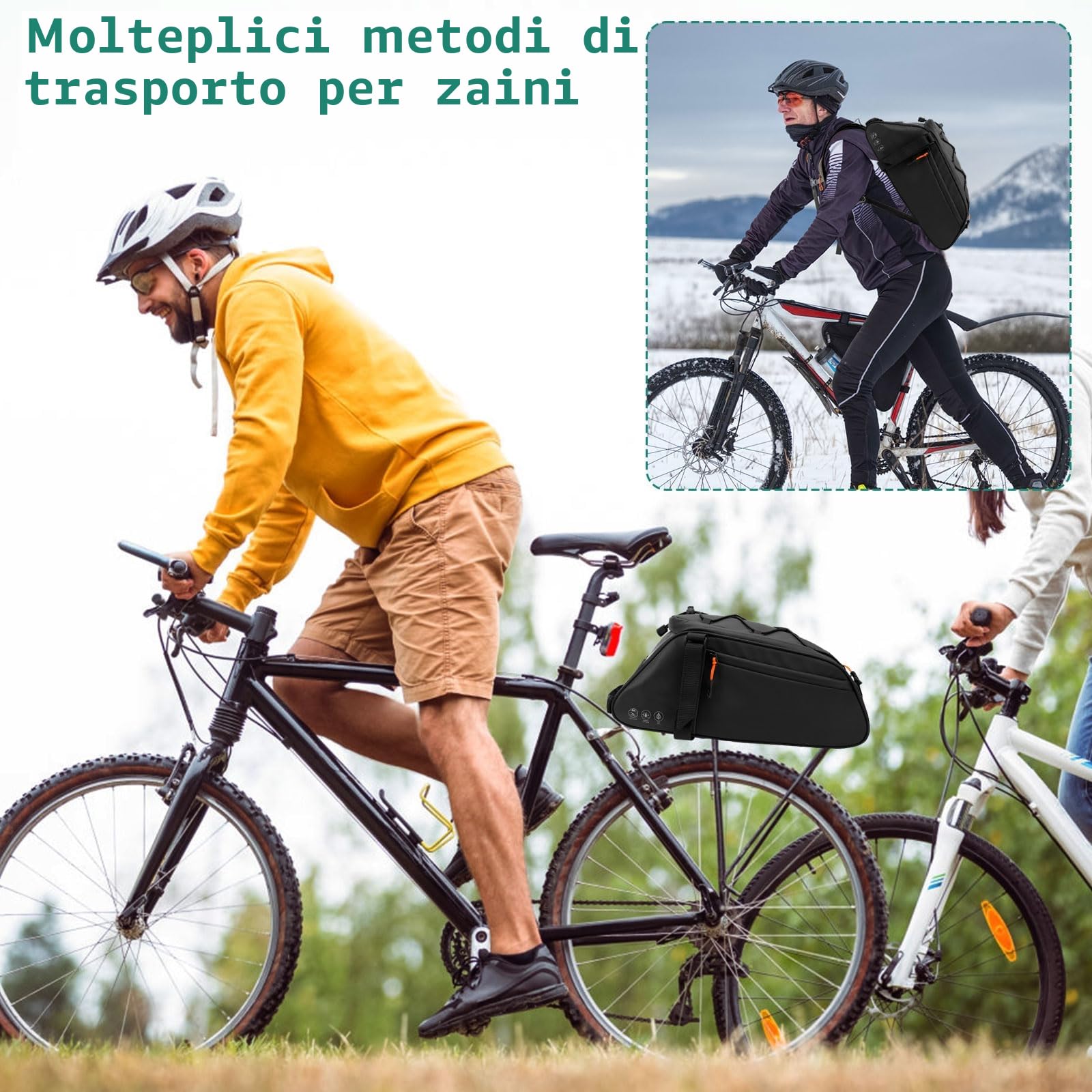 3 in 1 Borsa per Portapacchi Bicicletta, 10 l impermeabile borsa Bici Posteriore Borsa Portabiciclette Portapacchi per bicicletta Riflettente Copertura Anti-Pioggia per iaggi All'Aperto Biciclettas