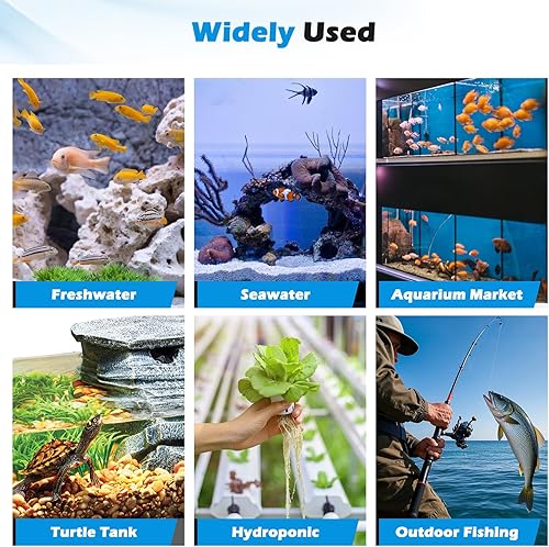 Miniatura 6 de hygger Bomba de aire para acuario de 5 W potente bomba de aire ajustable para pecera, aireador de oxígeno de dos salidas, burbujeador de tanque de