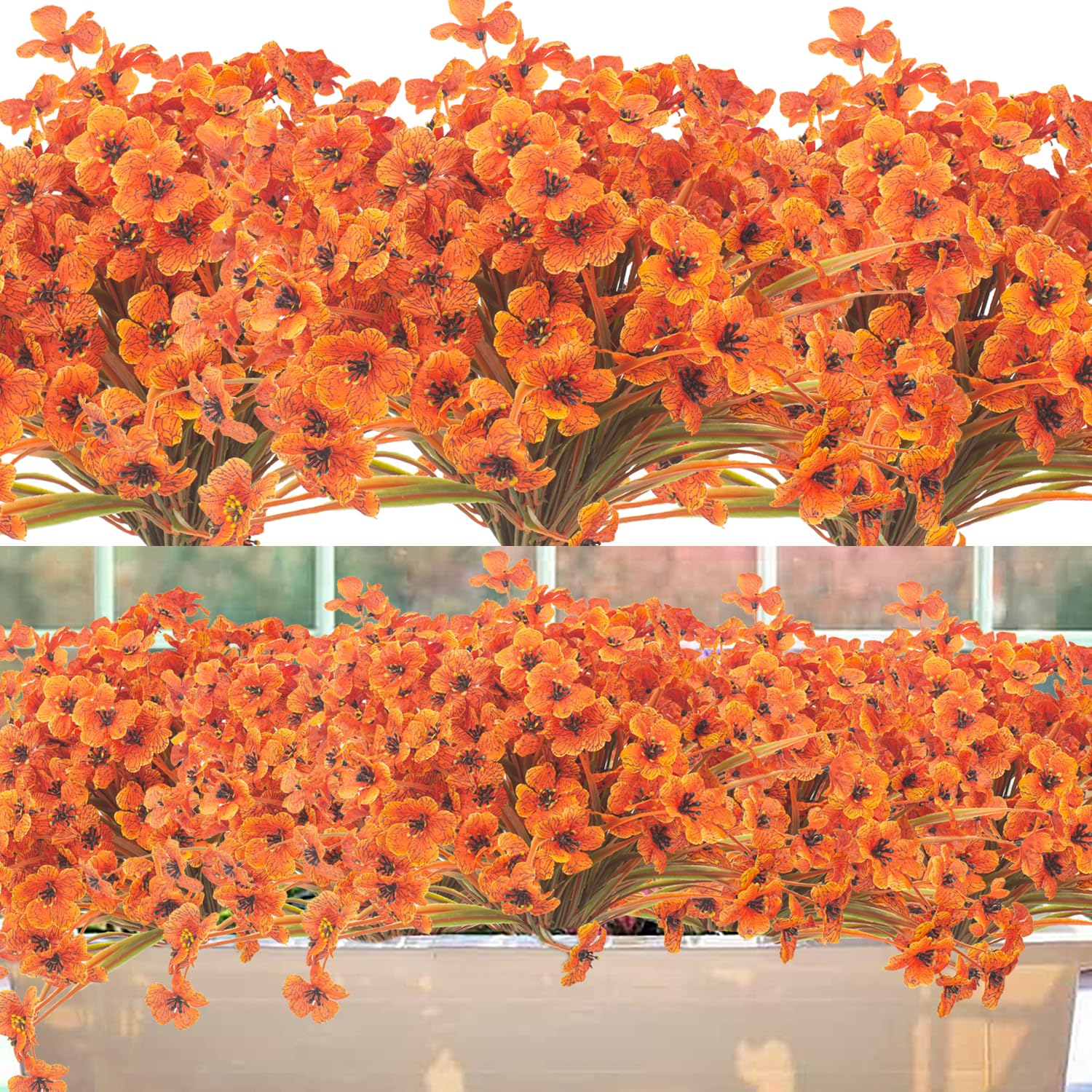 Fleurs d'automne artificielles Grunyia rouge automne lot de 20 pour décoration
