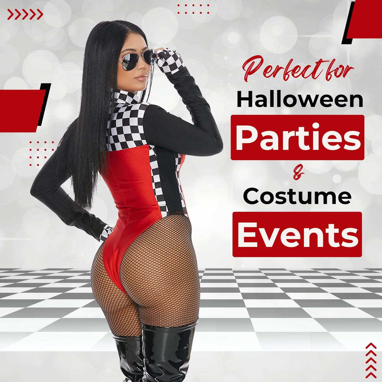 Forplay Wanna Race Racer-Themed Fancy Dress - 4-Piece Women's Halloween Costume - Image 5