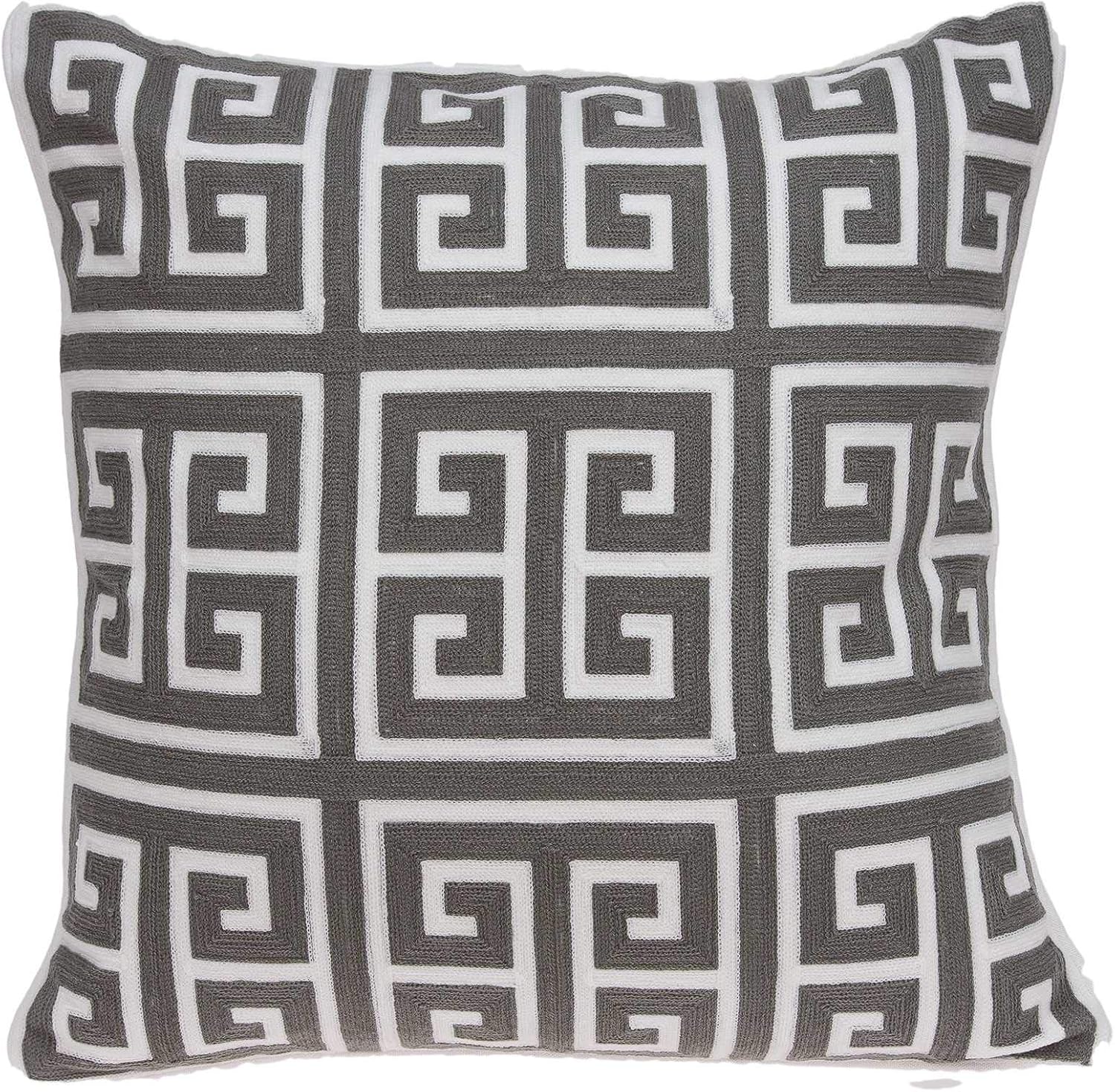HomeRoots 334123 20 x 7 x 20 in. Cool Transitional Gray & White Pillow Cover with Poly Insert
