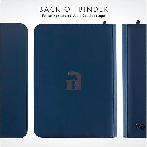 Miniatura 48 de Vault X Carpeta de 9 bolsillos con cremallera para tarjetas, 360 tarjetas, material de álbum Exo-Tec premium, 20 páginas de carga lateral, carpeta