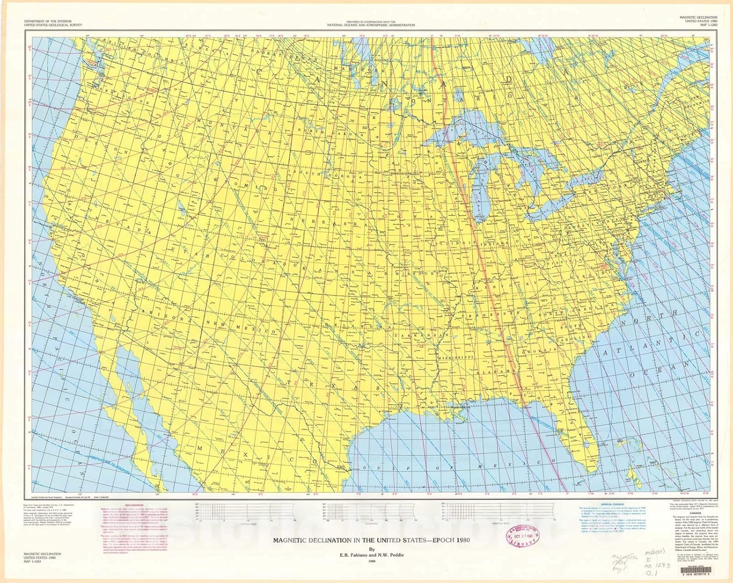 Historic Pictoric Map Declination in The United