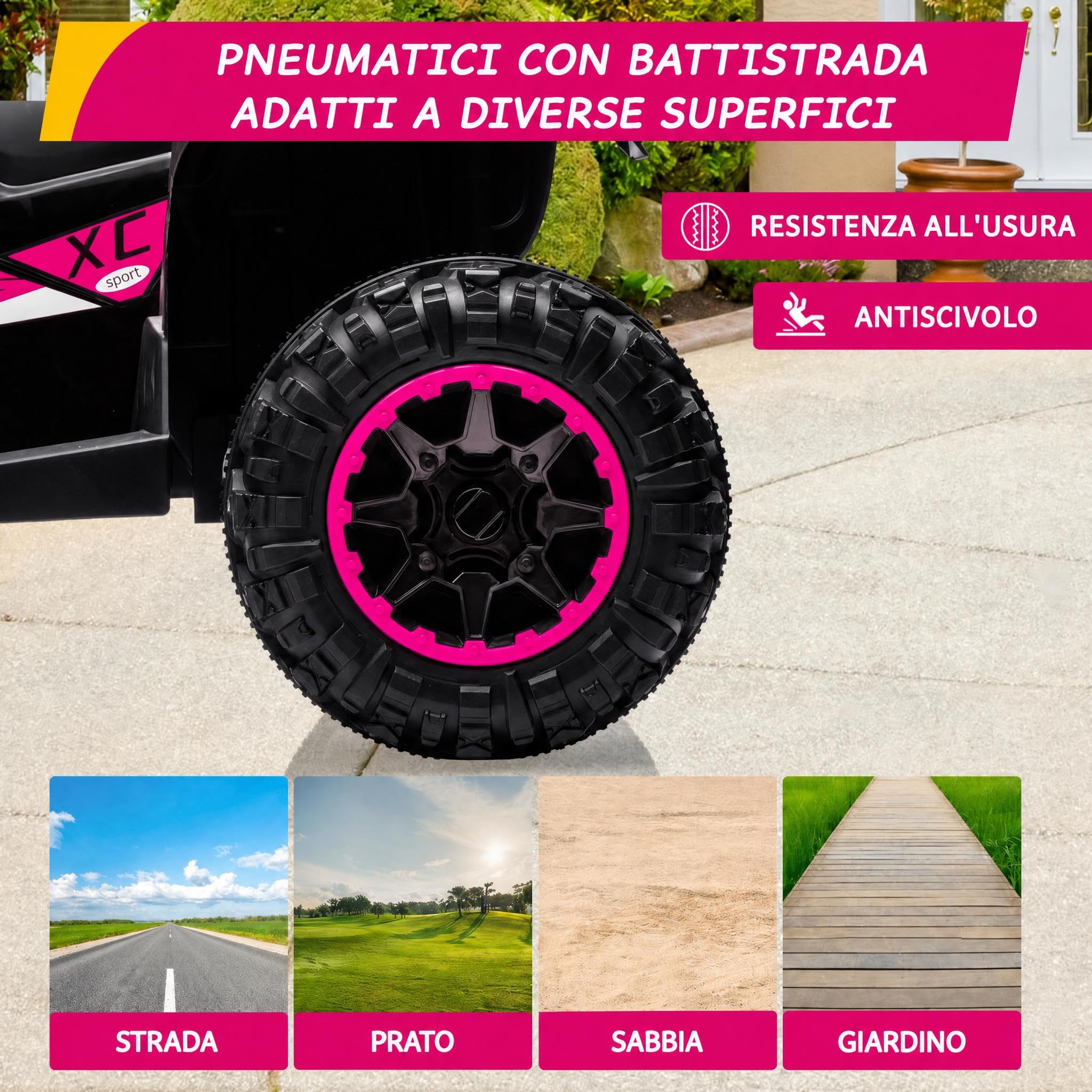 Garvee Quad Elettrico per Bambini 12V ATV con Doppio Motore 35W | Mini Quad con Fari LED, Musica, Clacson, Telecomando, USB, Velocità 3–6km/h, Carico 30kg, per Bambini 3-8 Anni, Rosa