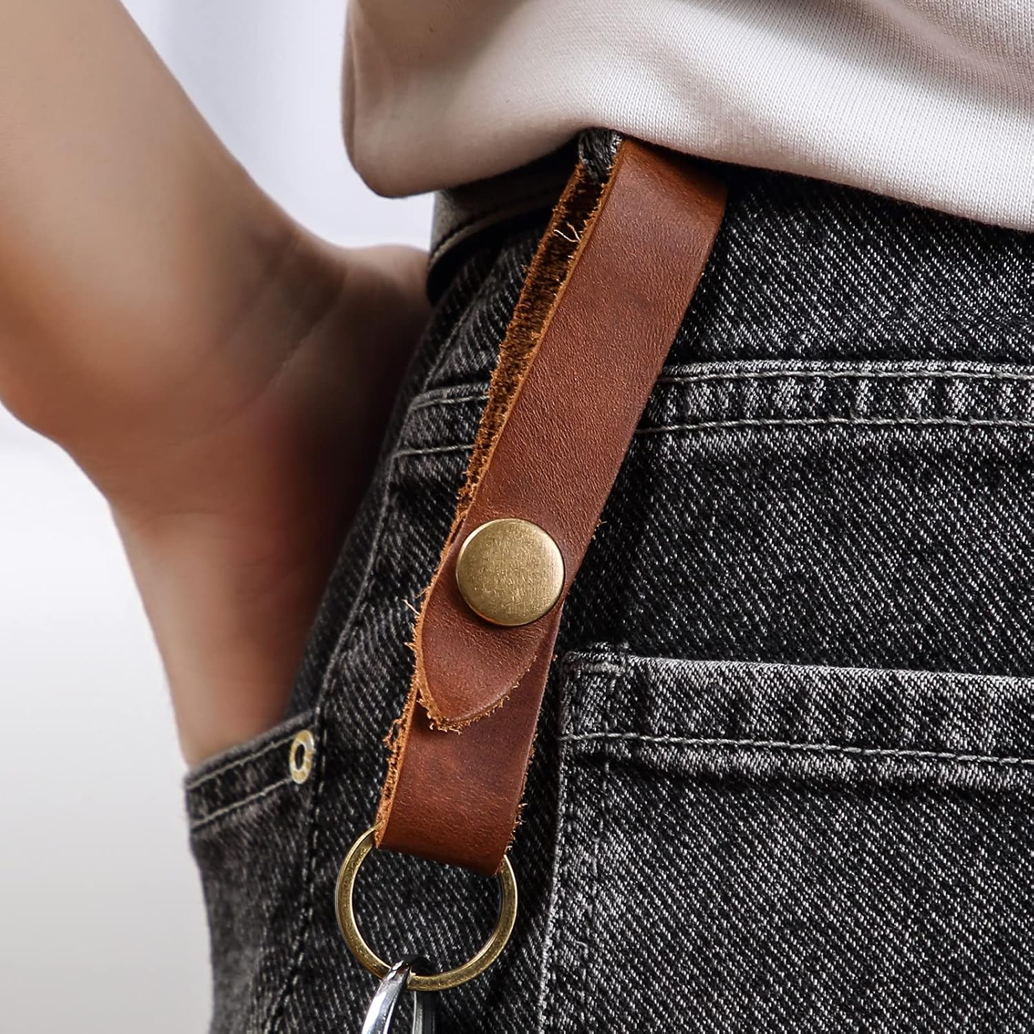 Leather Keychain Loop, Belt Key Holder, Handmade Full Grain Leather, Key Ring Organizer