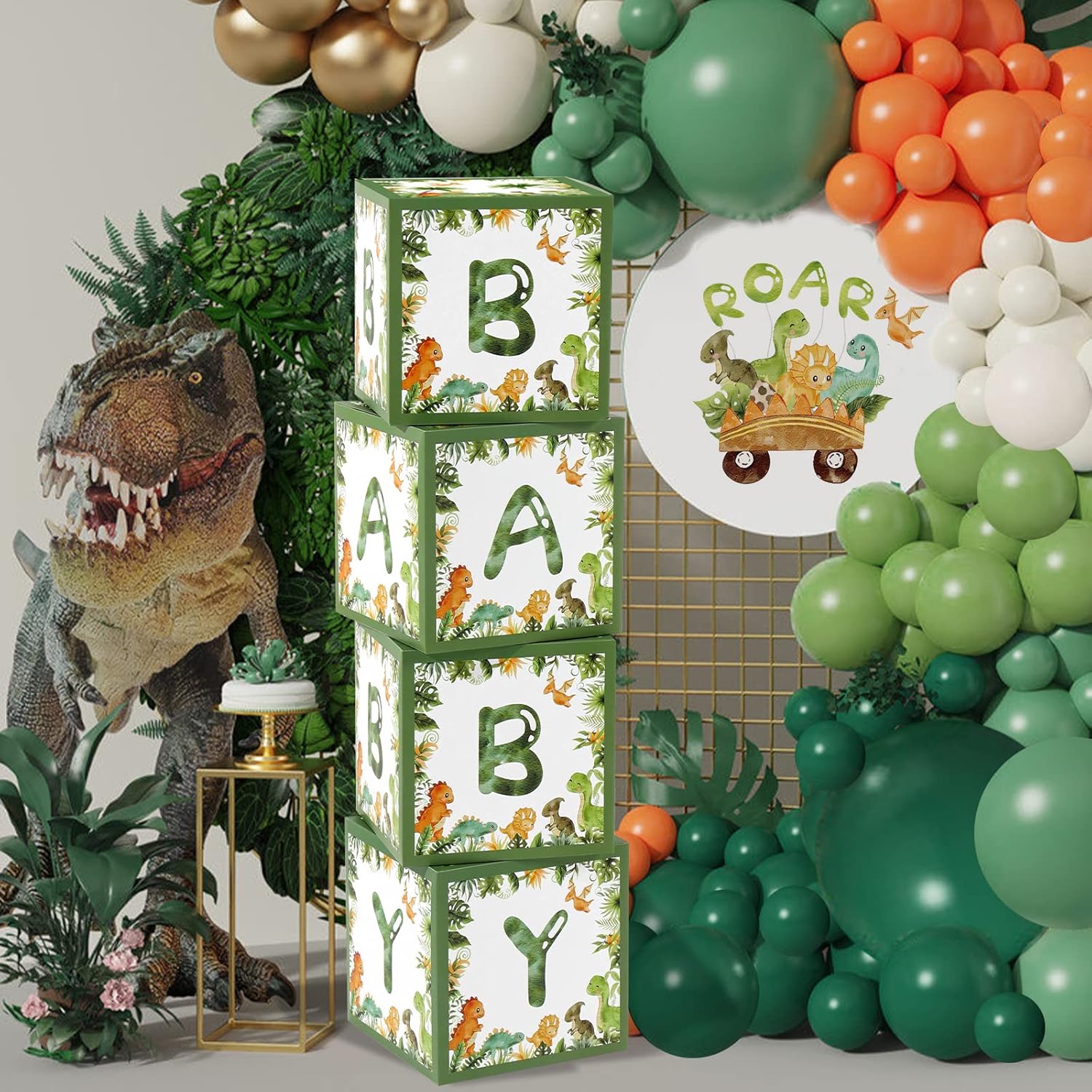 Amazon.com: Dinosaur Baby Shower Decorations Box - Green Jungle ...