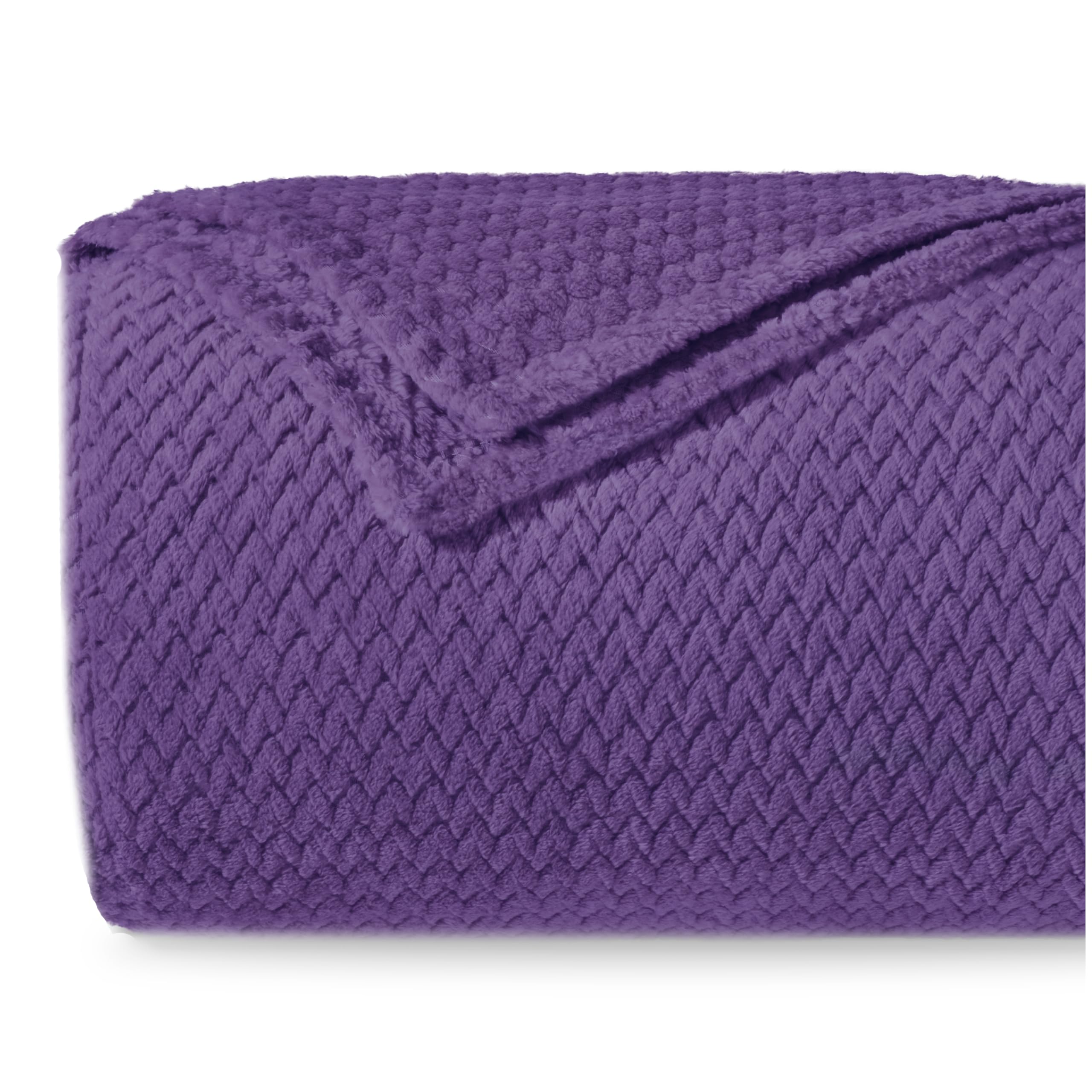 Dreamzie Manta Sofa con Patrón de Chevrón y Tacto Suave 130 x 150 cm - Púrpura - Mantas para Sofa de Microfibra 100% Poliéster 260gsm, Manta Calentita
