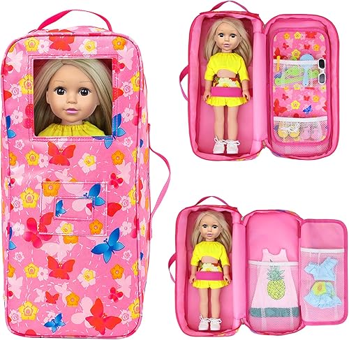 Miniatura 3 de ZITA ELEMENT Calidad 14.5 pulgadas muñeca mariposa diseño portador bolsa de viaje para 14-14.5 pulgadas muñeca accesorios