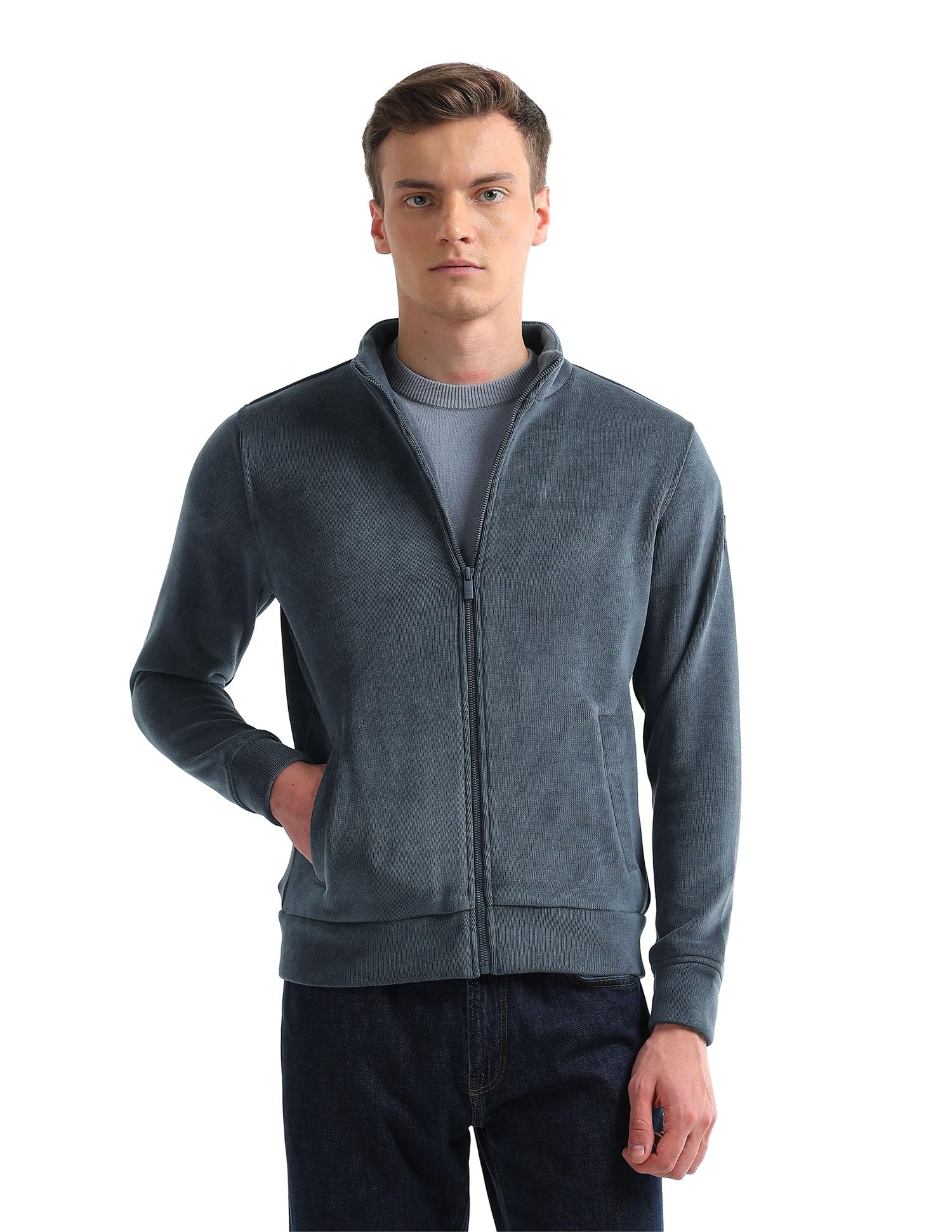 arrow sports Arrow Sport Men's Solid high Neck Sweatshirt-picture-21