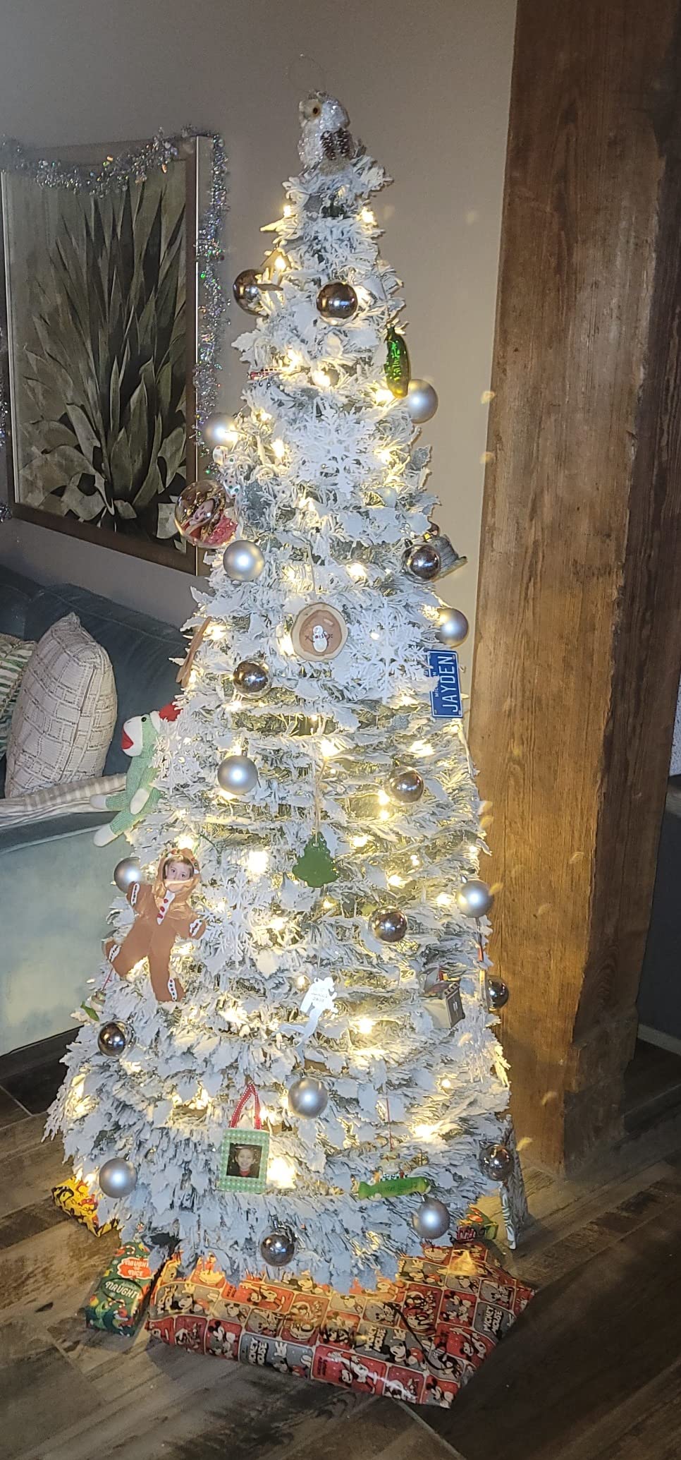 23/mo Finance Sharper Image PopUp 6Ft. White Flocked Christmas Tree