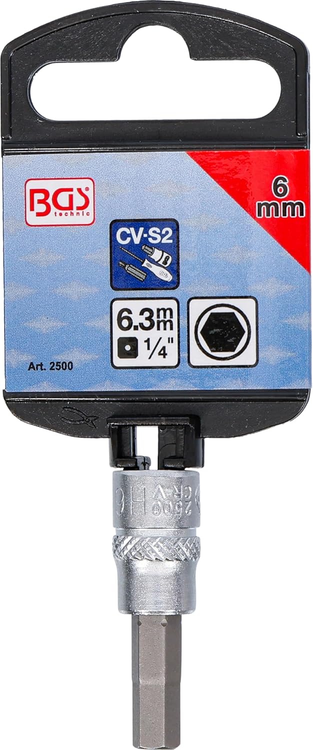 BGS Bit 6.3 mm 1/4 Inch Hex Socket 6 mm 2500