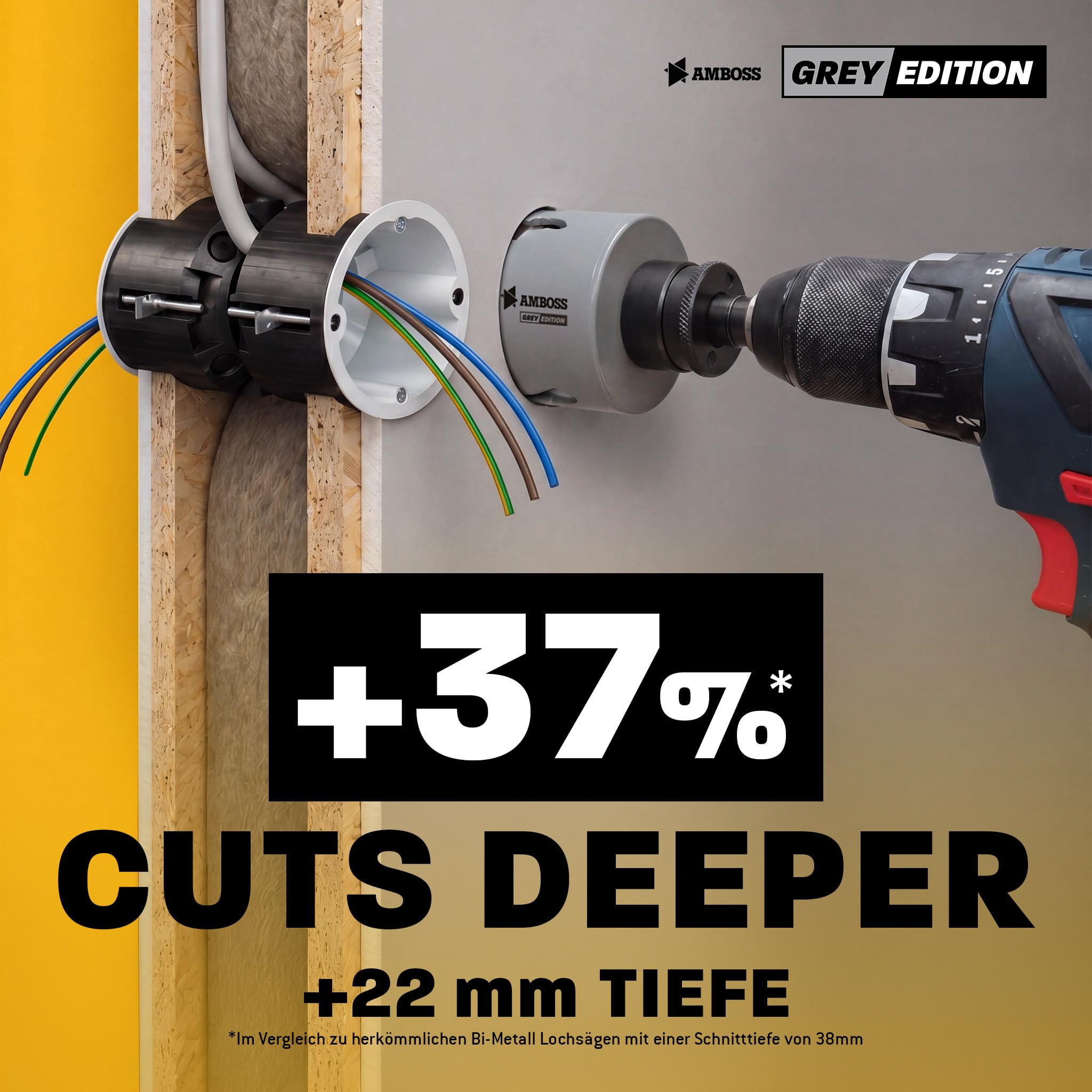 Amboss HM Lochsäge 68 mm | Für Spanplatten, Hartholz, Gipskarton etc. - Inkl. 6 Kant Standard Aufnahme