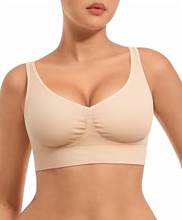 FeelinGirl Bralettes for Women No Underwire Comfortable Everyday Bras Deep V Seamless Full Coverage Wireless Bras
