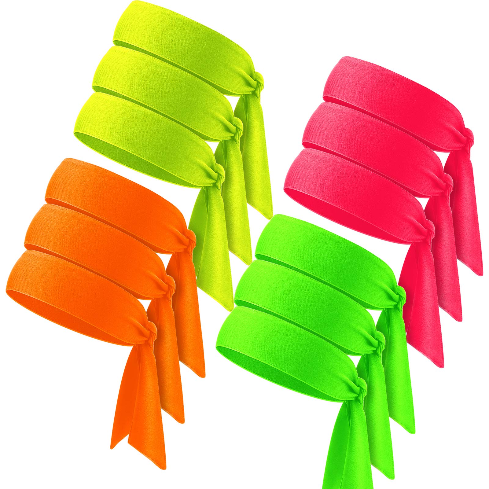 WILLBOND 12 Pieces Tennis Tie Headband Hair Band Unisex Dry Head Tie Sport Band for Basketball Running Tennis
