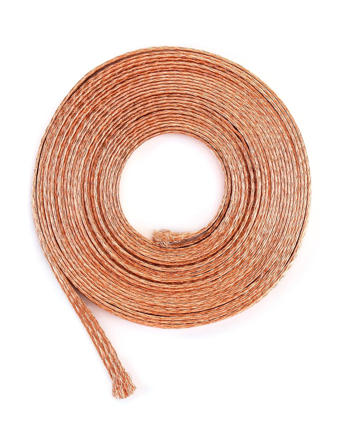 QWORK Flat Copper Braid Cable, 20ft 6mm Flat Copper Braided Ground Strap Wire, Flexible Shielding Wire Mesh, 1 Pack
