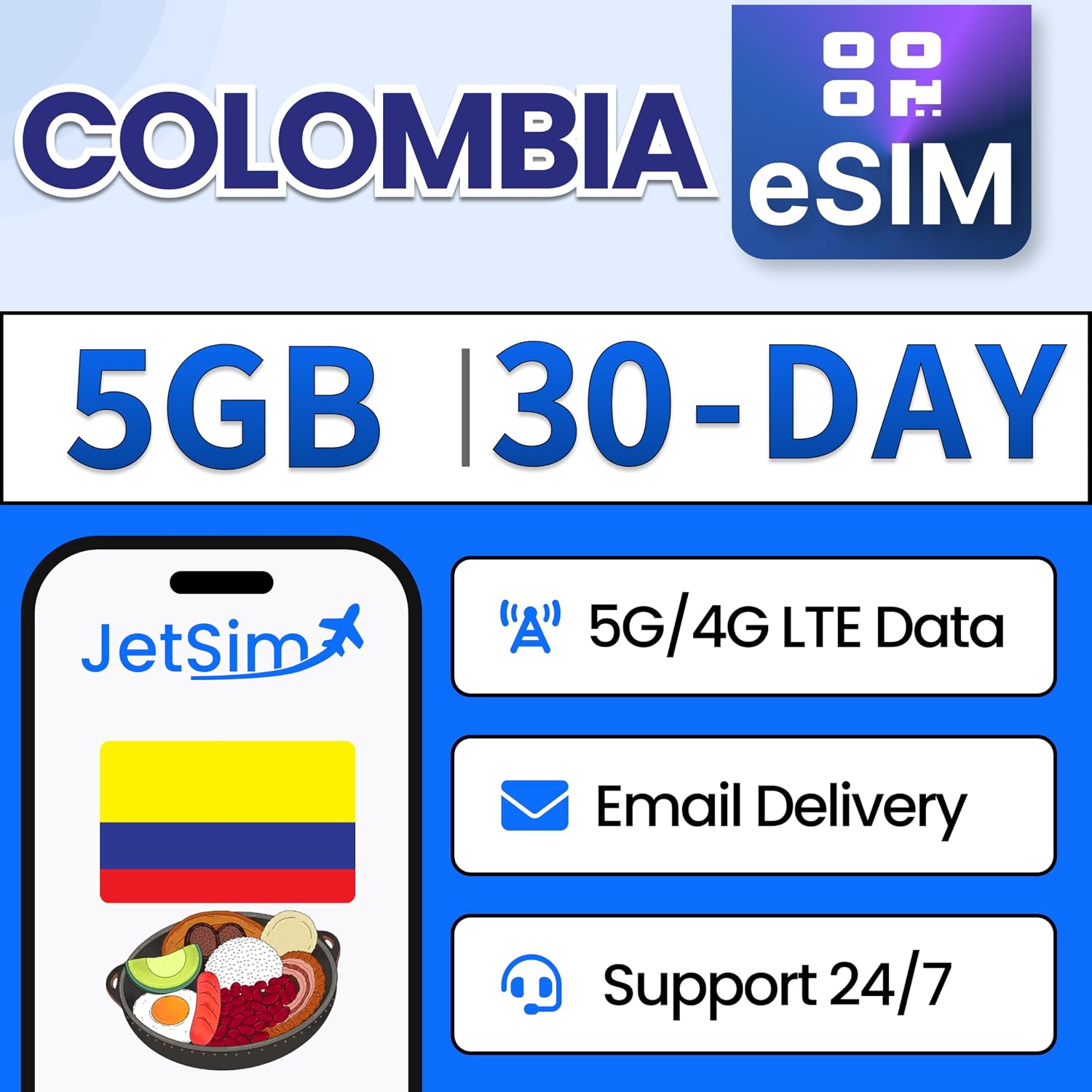 Colombia 30-Day | 5GB Fixed Data eSIM