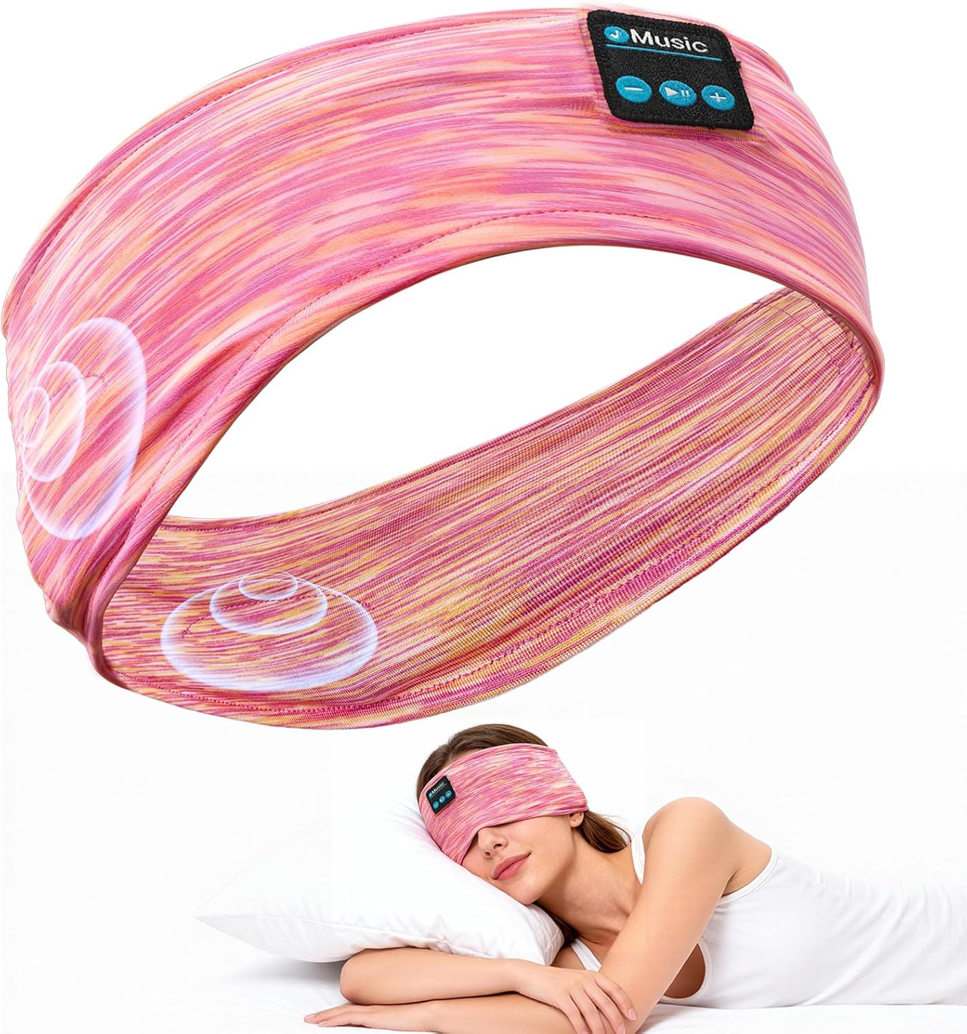 Headband Headphones Sleep Headphones Bluetooth Sleep for Side Sleepers & Sports Design, Headband with Washable Removable Module Built-in Mic, Dual-Mode Speakers for Sleeping, Travel Nap, Running - Amazon product rated Grade B