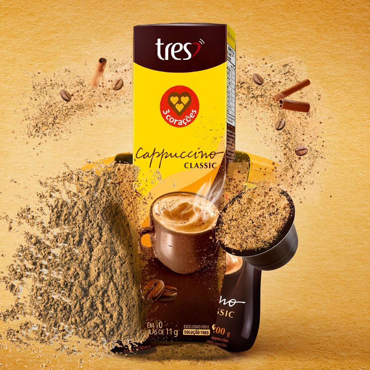 3 Corações Pack Cápsula de Cappuccino Classic TRES - 40 un