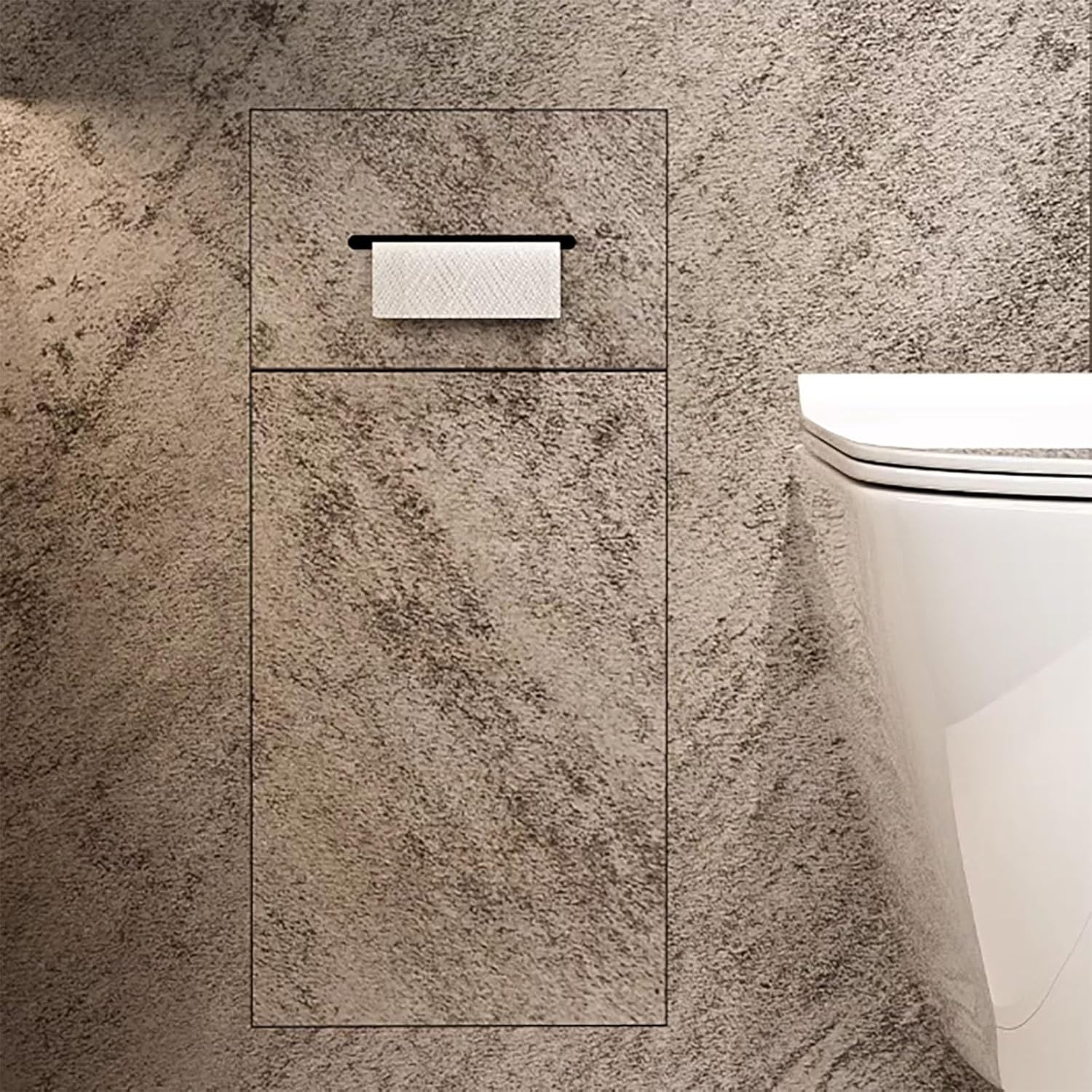 Small Bathroom Recessed Trash Can Toilet Paper Holder Combo Wall Niche, Tileable Hidden Shower Niche, Space-Saving Storage Niches(White)